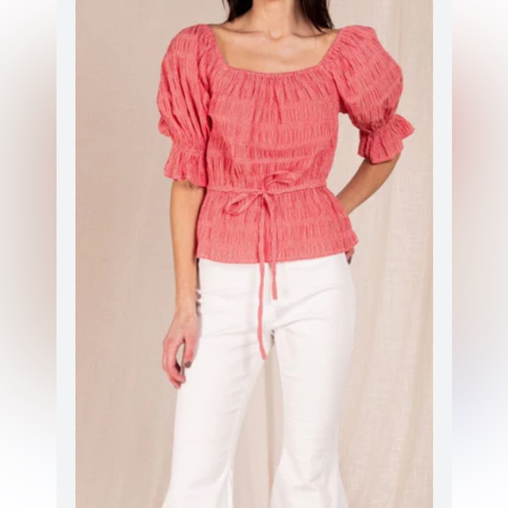 Before You Red and White‎ Off-Shoulder Top. Size L